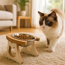 Comedouro Elevado Premium para Gatos com Tigela Inox Design Ergonômico e Sofisticado
