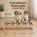 Comedouro Quintuplo em Inox Para Gatos e Cachorros