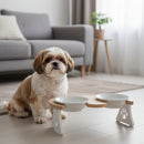 Comedouro Duplo Porcelana Luxo Para Cachorros e Gatos