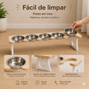 Comedouro Quintuplo em Inox Para Gatos e Cachorros