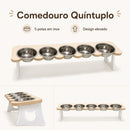Comedouro Quintuplo em Inox Para Gatos e Cachorros