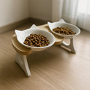 Comedouro Duplo Porcelana Luxo Para Cachorros e Gatos