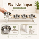 Comedouro Quadruplo em Inox Para Gatos e Cachorros