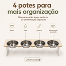 Comedouro Quadruplo em Inox Para Gatos e Cachorros