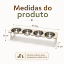 Comedouro Quadruplo em Inox Para Gatos e Cachorros