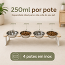 Comedouro Quadruplo em Inox Para Gatos e Cachorros