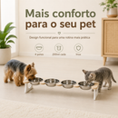 Comedouro Quadruplo em Inox Para Gatos e Cachorros