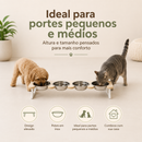 Comedouro Quadruplo em Inox Para Gatos e Cachorros