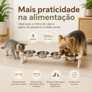 Comedouro Quadruplo em Inox Para Gatos e Cachorros