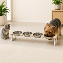 Comedouro Quadruplo em Inox Para Gatos e Cachorros