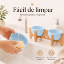 Comedouro Duplo Luxo Porcelana Premium
