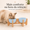 Comedouro Duplo Luxo Porcelana Premium