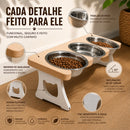 Comedouro Triplo em Inox Para Gatos e Cachorros
